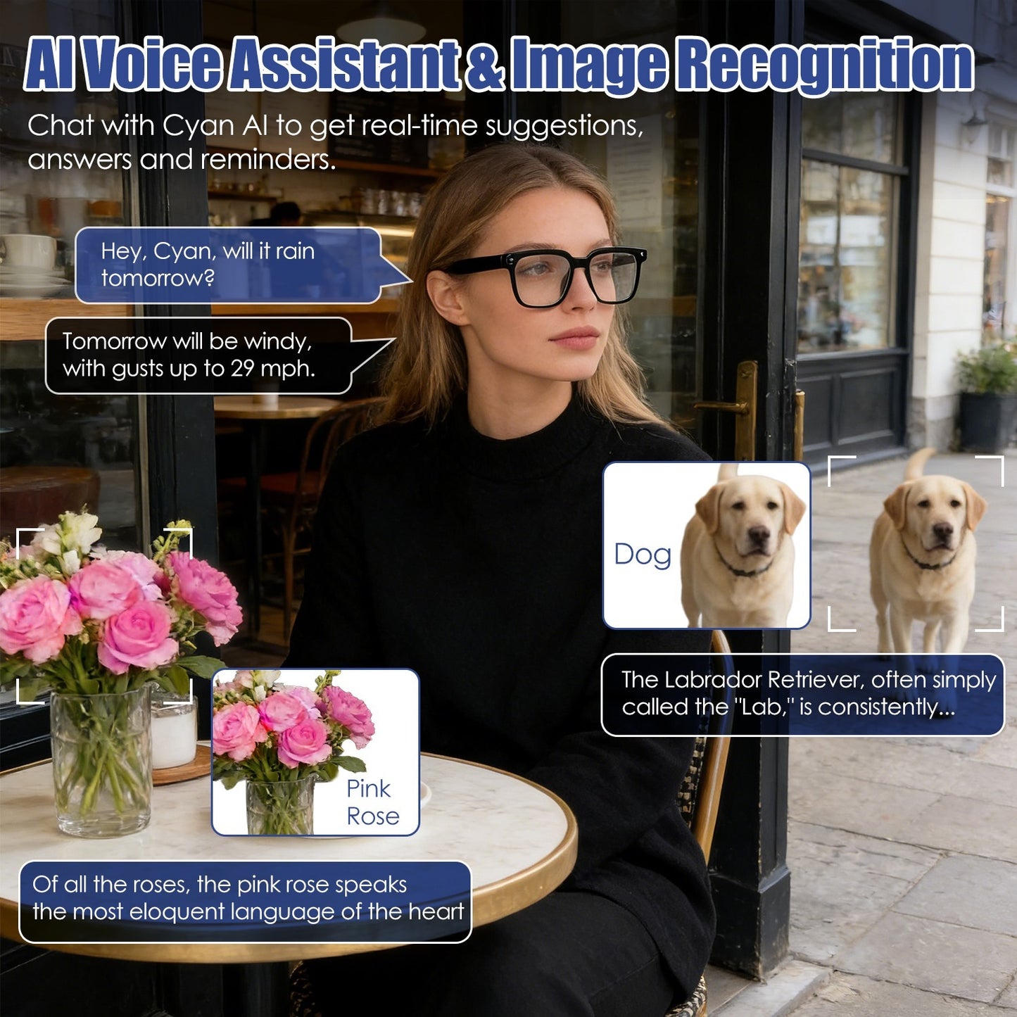 AI Smart Glasses with Camera and Voice Assistant