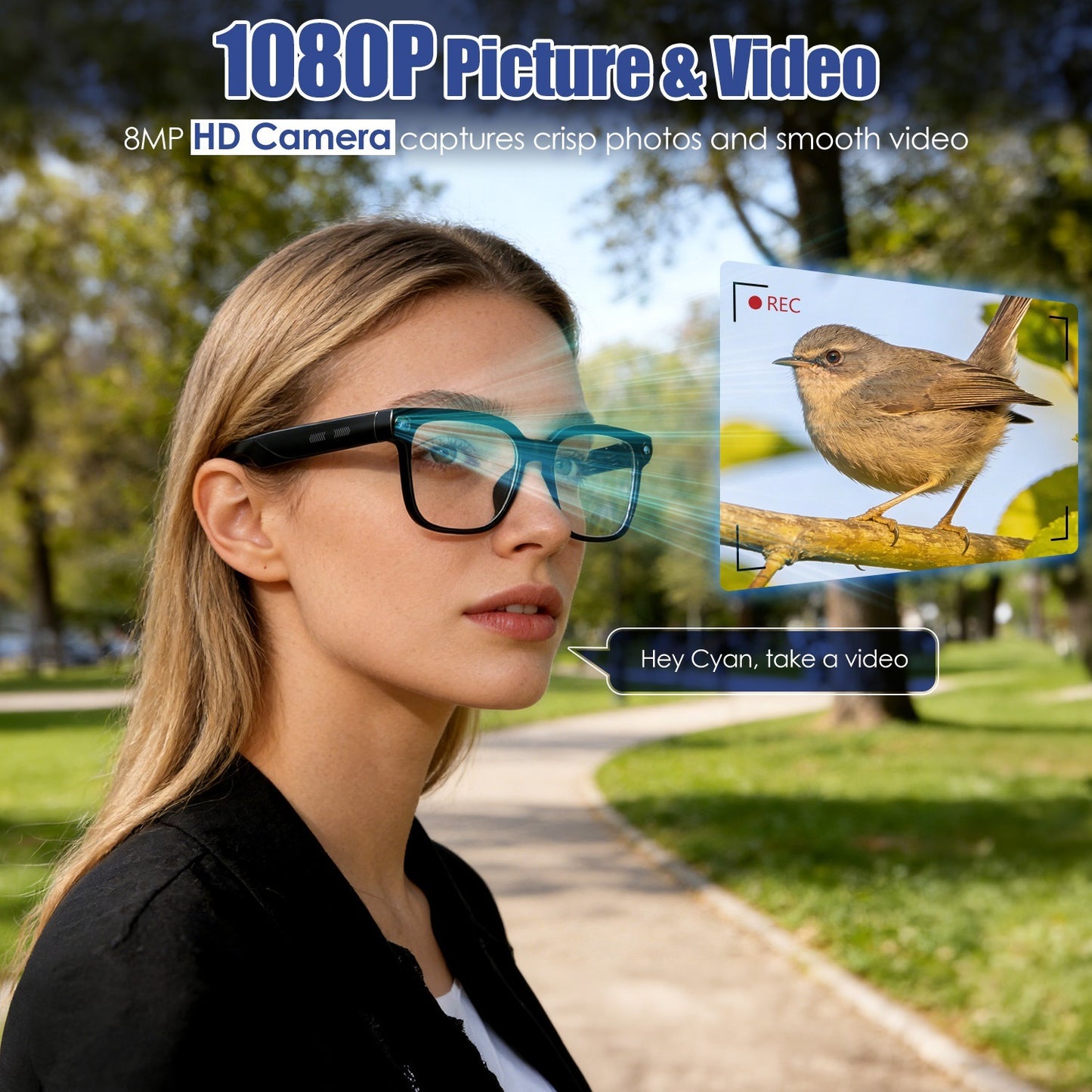AI Smart Glasses with Camera and Voice Assistant