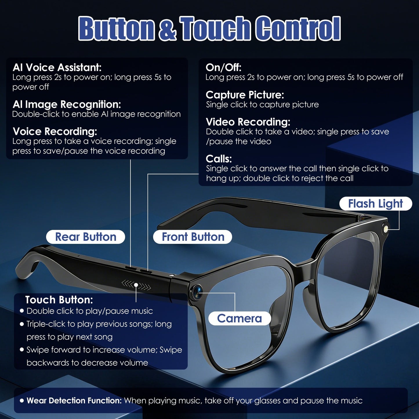 AI Smart Glasses with Camera and Voice Assistant